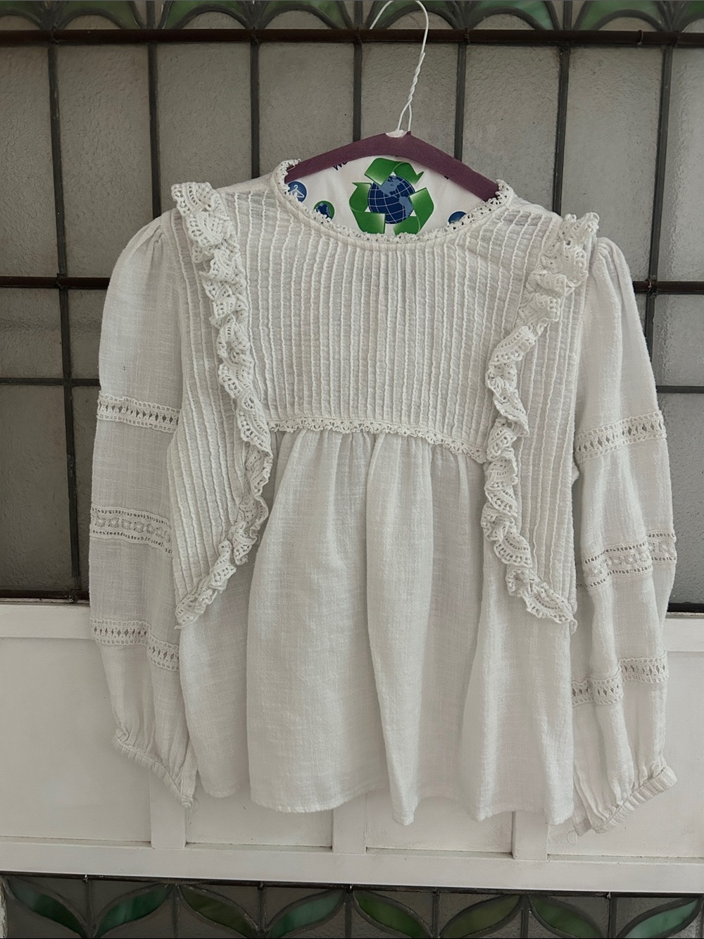 Girls Zara Ivory Ruffled Peasant Blouse